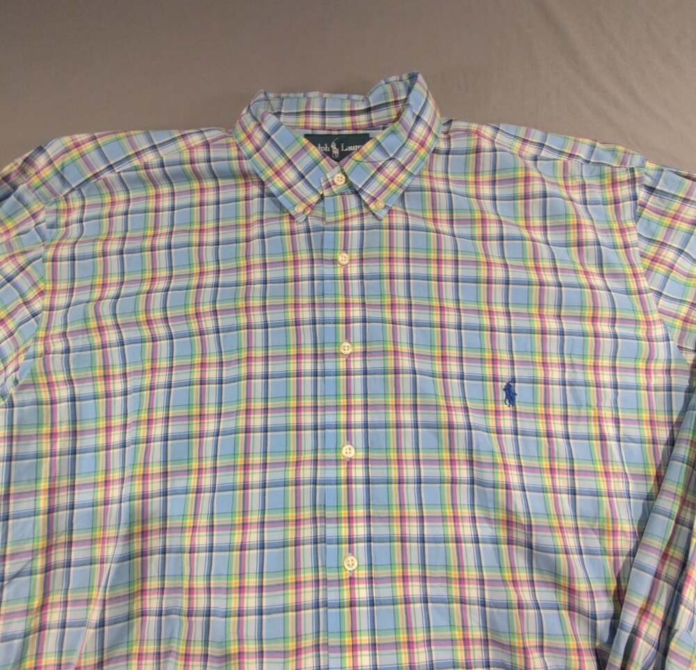 Ralph Lauren Classic Fit Plaid Long Sleeve Button Up Shirt Size 2XLT Tall